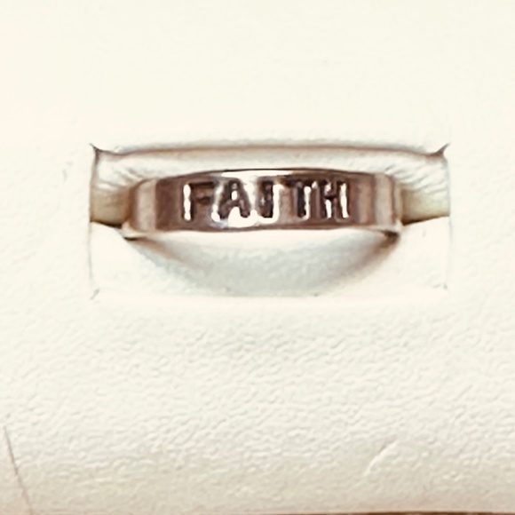 925 Sterling Silver Ring Band with FAITH Stamped Into It - Picture 3 of 5
